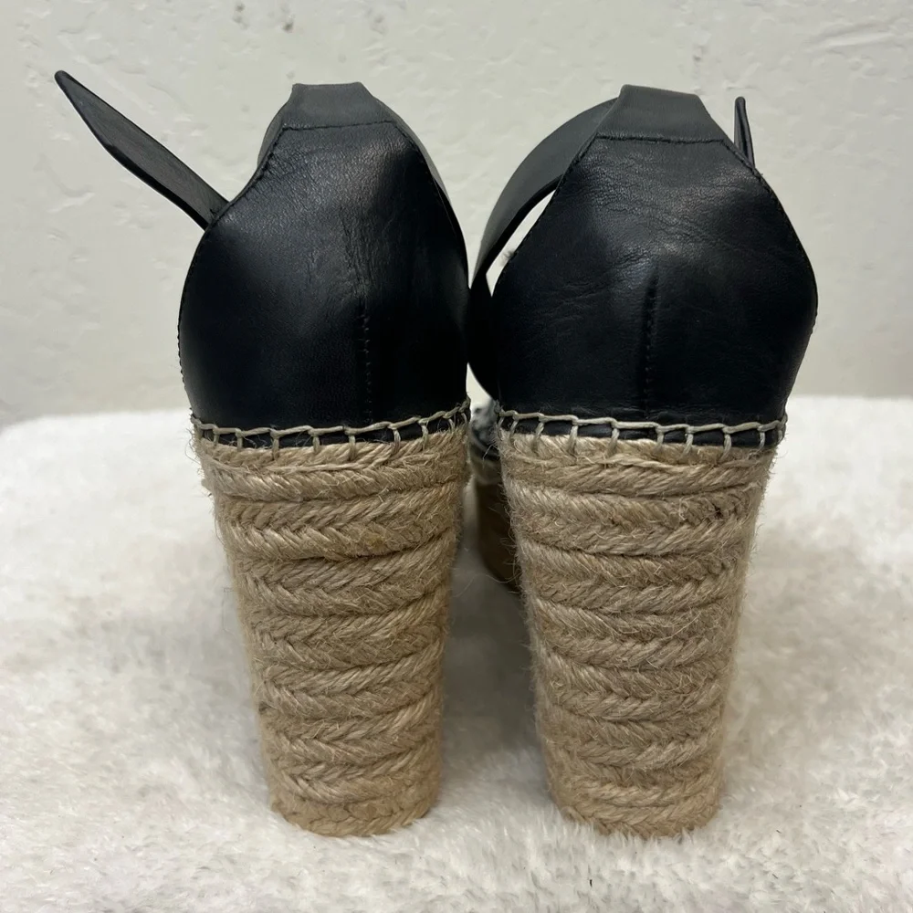 Marc Fisher LTD Andrew espadrille platform wedge sandals black and white